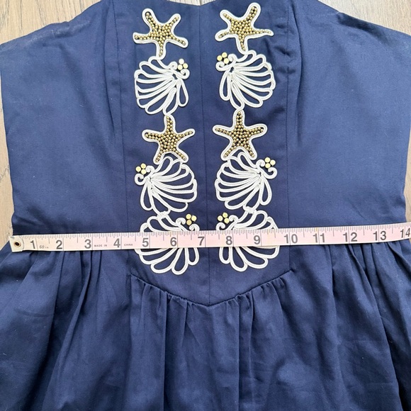 Lilly Pulitzer Mayfield Navy Blue Seashell Starfish Beaded Strapless Dress 6 - Picture 5 of 11